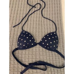 Hollister Navy Blue Heart Bikini Top Size Small
